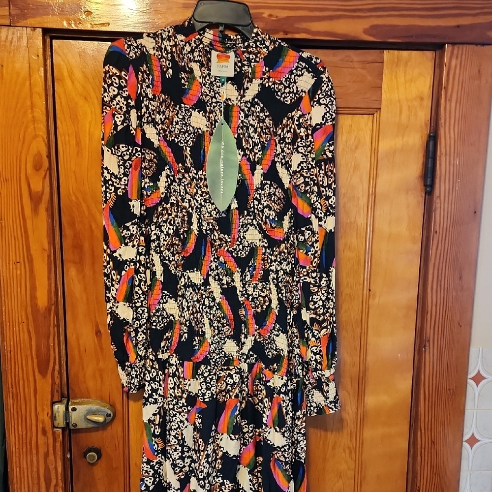 NWT FARM Rio Leopard Toucans Midi Dress Medium